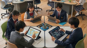 教室で学ぶ高校生