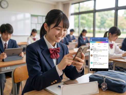 タブレットで学ぶ生徒